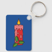 Weihnachts-Rote Pfeiler-Kerze mit Holly Schlüsselanhänger (Rückseite)