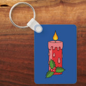 Weihnachts-Rote Pfeiler-Kerze mit Holly Schlüsselanhänger (Vorderseite)