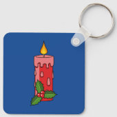 Weihnachts-Rote Pfeiler-Kerze mit Holly Schlüsselanhänger (Rückseite)