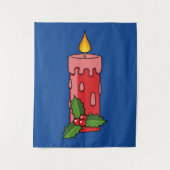 Weihnachts-Rote Pfeiler-Kerze mit Holly Wandteppich (Vorderseite)