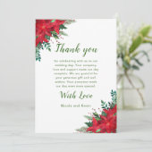Weihnachts-Rote-Poinsettia-Blume Hochzeit Dankeskarte (Stehend Vorderseite)