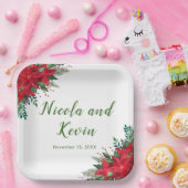 Weihnachts-Rote-Poinsettia-Blume Hochzeit Pappteller (Party)