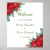 Weihnachts-Rote-Poinsettia-Blume Hochzeit Poster (Vorne)