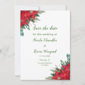 Weihnachts-Rote-Poinsettia-Blume Hochzeit Save The Date (Vorderseite)