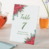 Weihnachts-Rote-Poinsettia-Blume Hochzeit Sockelschild (In Situ)