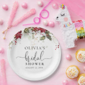 Weihnachts-Rote Poinsettia Brautparty-Papierplatte Pappteller (Party)