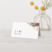 Weihnachts-Rote Poinsettia-Hochzeit geklappte Plat Platzkarte (Rückseite)