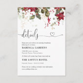 Weihnachts-Rote Poinsettia Hochzeitdetails Begleitkarte (Vorderseite)