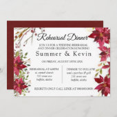 Weihnachts-Rote Poinsettia Hochzeitsessen Probe Einladung (Vorne/Hinten)