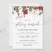 Weihnachts-Rote-Poinsettia-Hochzeitsfeier Einladung (Vorderseite)