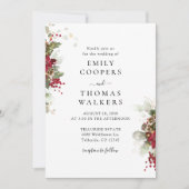 Weihnachts-Rote-Poinsettia-Hochzeitsfeier Einladung (Vorderseite)