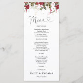 Weihnachts-Rote Poinsettia-Hochzeitsfeier Menü Menükarte (Vorderseite)