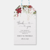 Weihnachts-Rote Poinsettia-Hochzeitstag Geschenkanhänger (Vorderseite)