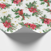 Weihnachts-Rote Poinsettia Kardinal Birnen Geschenkpapier (Ecke)