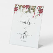 Weihnachts Rote Poinsettia Karten und Geschenke Un Sockelschild (Vorderseite)