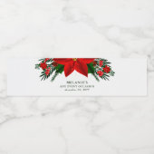 Weihnachts-Rote Poinsettia Pine Greenereignis Wasserflaschenetikett (Einzelnes Label)