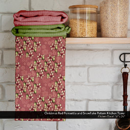 Weihnachts Rote Poinsettia und Schneeflockenmuster Geschirrtuch