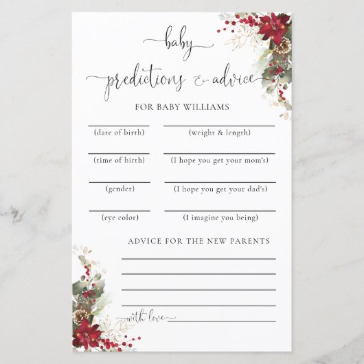 Weihnachts Rote Poinsettia Vorhersagekarte (Vorderseite)