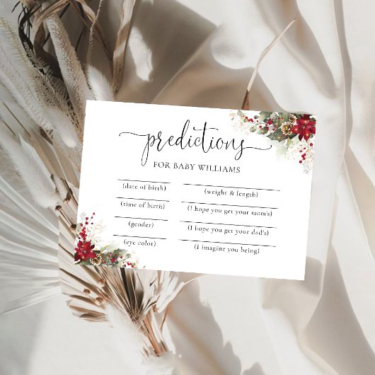 Weihnachts Rote Poinsettia Vorhersagekarte Einladung