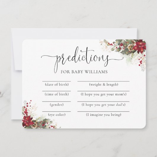 Weihnachts Rote Poinsettia Vorhersagekarte Einladung (Vorderseite)