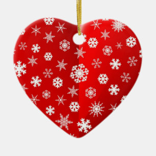 Weihnachts Rote Schneeflocke Maßgeschneidert für I Keramikornament