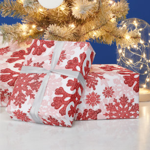 Weihnachts-Rote Schneeflocken Abstrakt Geschenkpapier