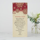 Weihnachts Rote Schneeflocken Hochzeitmenü Menükarte (Stehend Vorderseite)