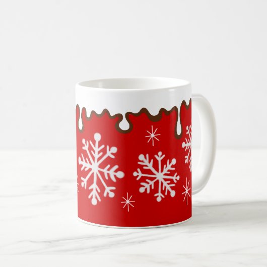 Weihnachts-Rote Schneeflocken Holiday Coffee Tasse (VorderseiteRechts)