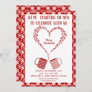 Weihnachts-Rote Schneeflocken-Tasse Persönlich Einladung