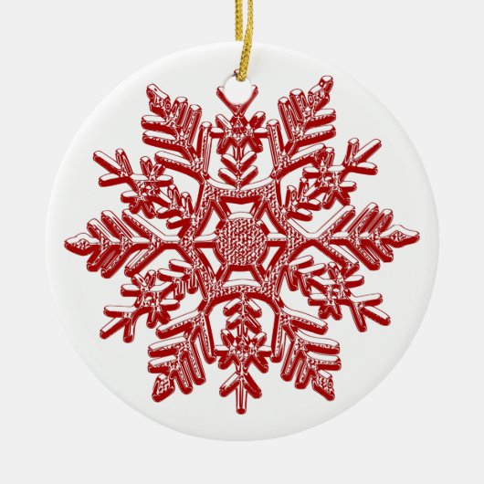Weihnachts Rote Snowflake Elegante Keramik Ornament (Vorne)