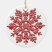 Weihnachts Rote Snowflake Elegante Keramik Ornament (Hinten)