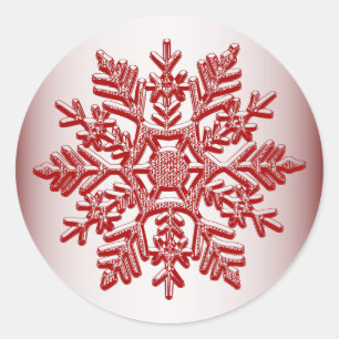 Weihnachts Rote Snowflake Elegante Runder Aufkleber