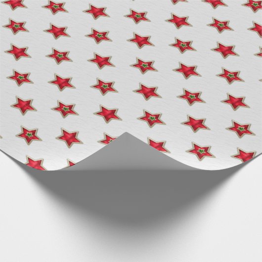 Weihnachts Rote Sterne auf Weiß Geschenkpapier (Ecke)