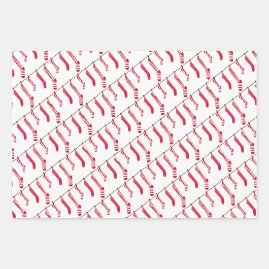 Weihnachts-Rote Strumpf-Wrapper Geschenkpapier Set (Vorderseite 2)