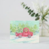 Weihnachts-Rote Truckkarte Postkarte (Stehend Vorderseite)