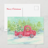 Weihnachts-Rote Truckkarte Postkarte (Vorne/Hinten)