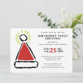 Weihnachts-Rote Weihnachtsmannmütze Einladung (Stehend Vorderseite)