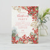 Weihnachts Rote Winter Berries Einladung (Stehend Vorderseite)