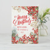 Weihnachts Rote Winter Berries Feiertagskarte (Stehend Vorderseite)