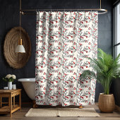 Weihnachts Rote Winterberry Art Duschvorhang