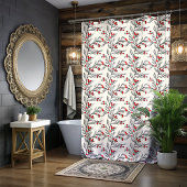 Weihnachts Rote Winterberry Art Duschvorhang