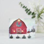 Weihnachts Roter Barn Postkarte (Stehend Vorderseite)