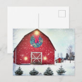 Weihnachts Roter Barn Postkarte (Vorne/Hinten)