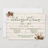 Weihnachts Roter Berry PineCone Probe Abendessen Einladung (Vorderseite)