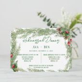 Weihnachts Roter Berry PineCone Probe Abendessen Einladung (Stehend Vorderseite)