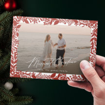 Weihnachts Roter Botanischer Rahmen Merriest Foto