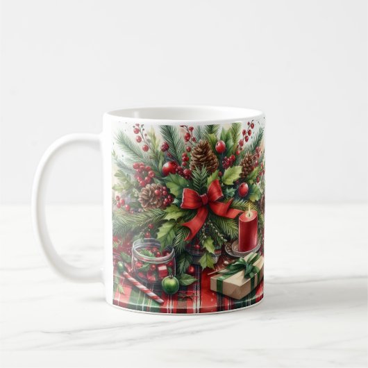 Weihnachts-Roter Bow mit Grün Kaffeetasse (Links)