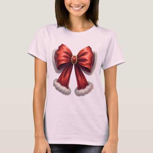 Weihnachts-Roter Bow T-Shirt (Vorderseite)