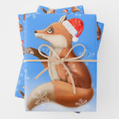 Weihnachts-Roter Fox mit Weihnachtsmannmütze und S Geschenkpapier Set (Beispiel)