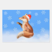 Weihnachts-Roter Fox mit Weihnachtsmannmütze und S Geschenkpapier Set (Vorderseite)